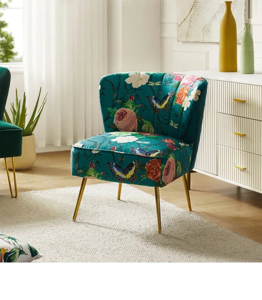 Felicia Velvet Barrel Chair with Tufted Back