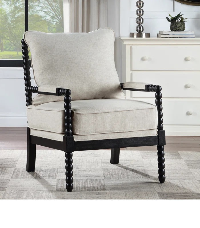 Lorentz Modern Farmhouse Accent Chair 25.5" Wide Chenille with Turned Wood and Solid Frame