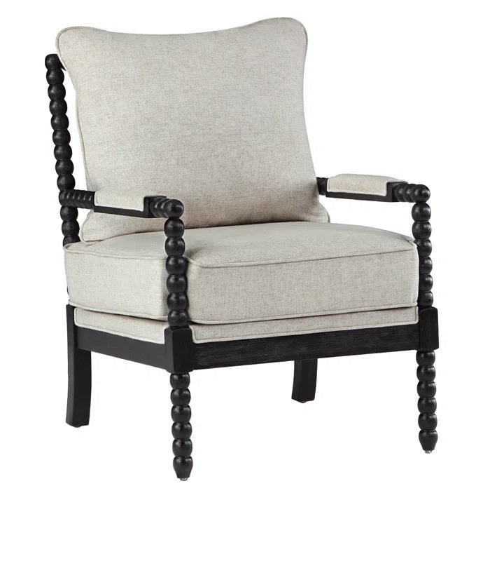 Lorentz Modern Farmhouse Accent Chair 25.5" Wide Chenille with Turned Wood and Solid Frame