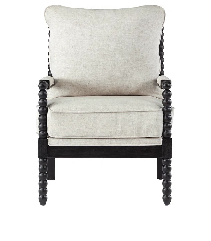 Lorentz Modern Farmhouse Accent Chair 25.5" Wide Chenille with Turned Wood and Solid Frame